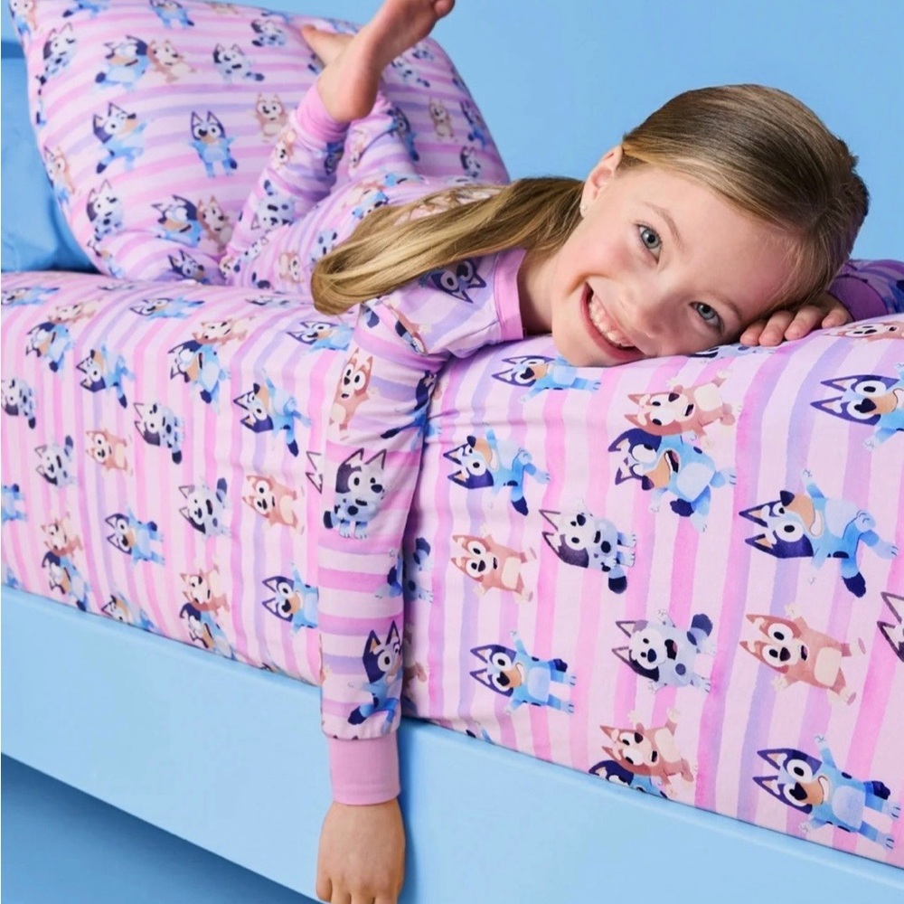 *NEW* Little Sleepies BLUEY Pink Twin Sheet Set